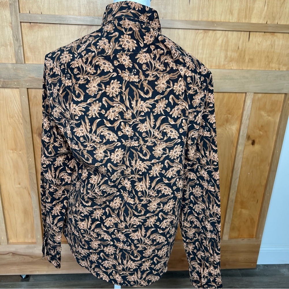 Express Size XS Floral Black and Tan Button-Up | Long Sleeve Shirt Womens - Picture 6 of 9